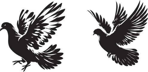 Pigeon Birds icon vector set. fly illustration sign collection.