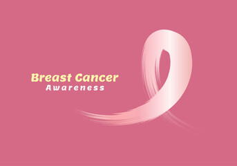 Breast cancer awareness symbol, vector illustration. The image depicts a pink ribbon, universally recognized as a symbol of breast cancer awareness