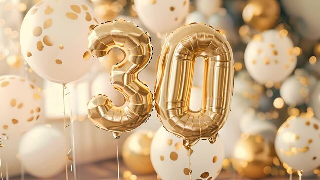 30th Birthday Celebration with Gold Balloons
Animation video footage motion graphic