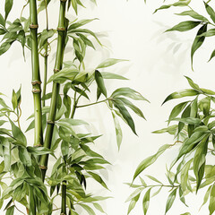 Obraz premium Seamless bamboo pattern. Panda food, wallpaper illustration, fabrics.