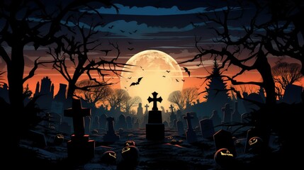 graveyard silhouette halloween Abstract Background