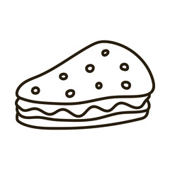 Doodle sandwich bun. Outline hand drawn icon for coffee and bakery cafe.