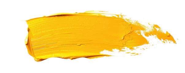 yellow paint brush stroke isolated on white or transparent png