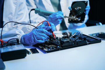 Naklejka premium Repairing and upgrade mobile phone, electronic, computer hardware and technology concept.