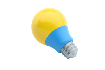 a yellow and blue light bulb