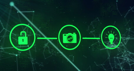 Obraz premium Image of icons, data processing and network of connections