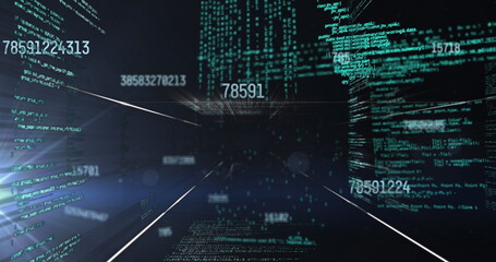 Image of data processing over light trails