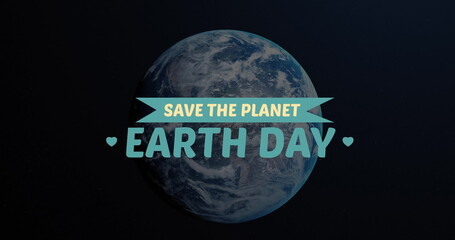 Image of earth day text over globe