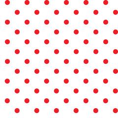 Polka dot pattern, red round dots on white background - dotted seamless repeatable texture background