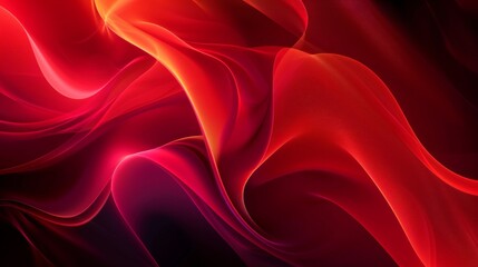 Obraz premium Red gradient, smooth lines, black background, abstract curves, soft lighting effects, high saturation colors, red and orange tones, abstract shapes, in the style of abstract art