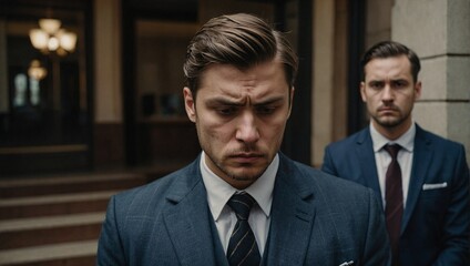 Sad man wearing suite and tie