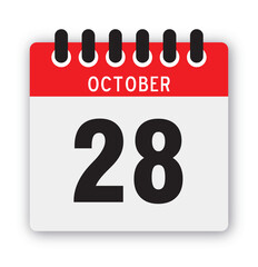 October, 28th calendar icon vector, concept of schedule, business, and tasks