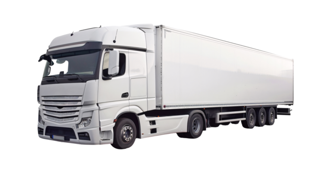 a white truck with a white trailer