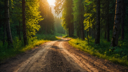 Obraz premium road in autumn forest