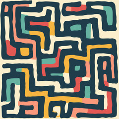 Abstract hand drawn maze design background 