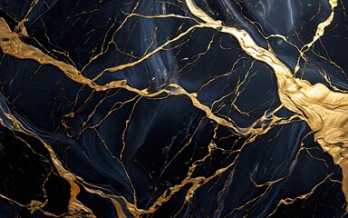 Black marble texture with gold veins