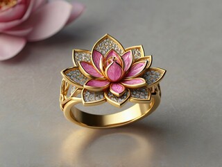ring with pink lotus