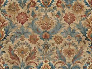 Seamless pattern of an intricate vintage tapestry design.