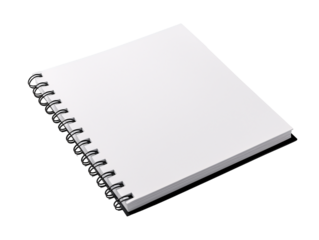a white notebook with black spirals