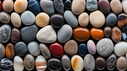 Background multicolored sea polished stones roll