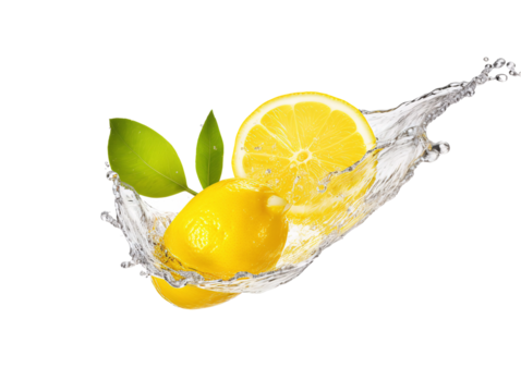 a lemon and water splashing
