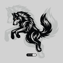 Wolf Silhouette Mascot Logo Vector