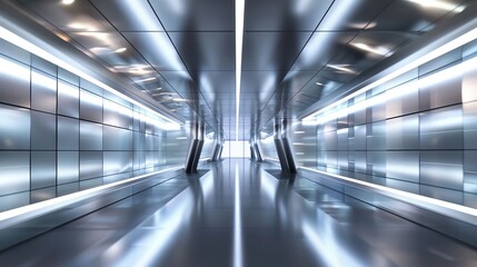 Obraz premium This photo depicts a corridor with a futuristic vibe, designed in a modern minimalist style
