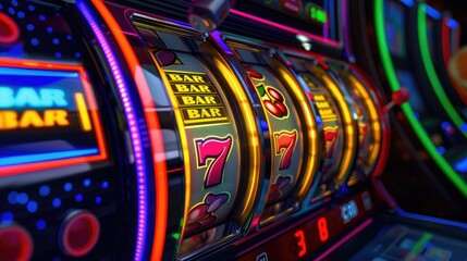 Slot Machine with Sevens and Poker Chips