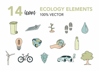 Ecology vectors icon, thin line web icon set, vector illustration