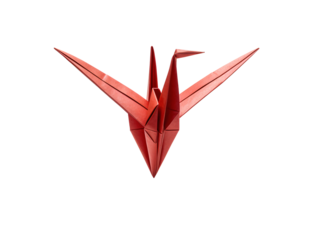 a red origami bird