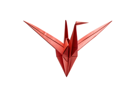 a red origami bird