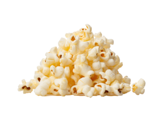 a pile of popcorn on a white background