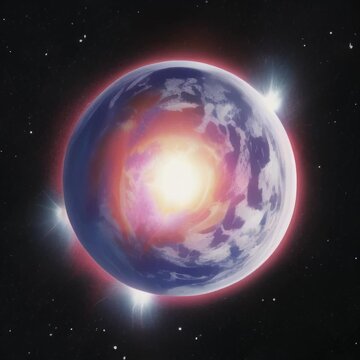 Animaci&oacute;n de planeta resplandeciente girando sobre si mismo