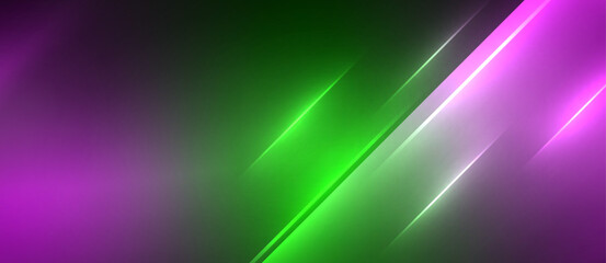 Obraz premium Neon dynamic diagonal light rays background. Techno digital geometric concept design for wallpaper, banner, presentation, background