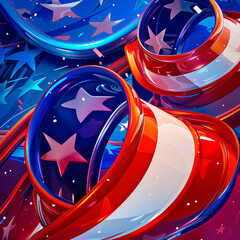 American USA, banner, flag,  3d 