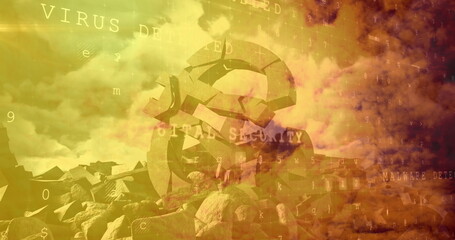 Image of data processing over broken euro symbol