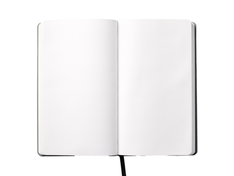a open notebook with a black cord