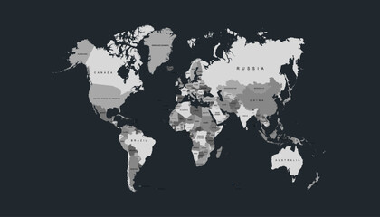 Fototapeta premium World map. Modern color vector map. Silhouette map 
