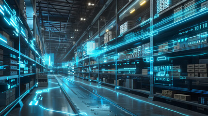 Obraz premium Futuristic AI-Driven Supply Chain Management with a Sleek Digital Interface Ensuring Efficient Logistics Operations