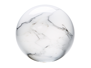 a white marble ball with black veins