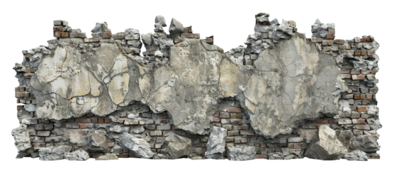 Destroyed brick wall cut out