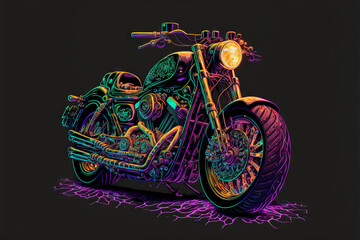 Motorbike neon vector art