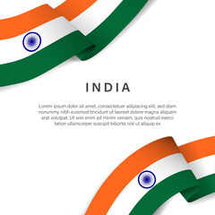 India textile waving flag ribbon, peace, independence day, Banner Template Background, Frame, Edge, Corner For News Announcement 