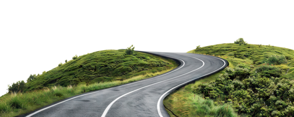 Desolate mountain road, cut out