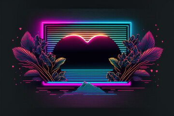 Boder saint Valentin neon color vector 