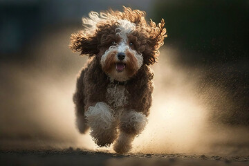 Poodle dog running