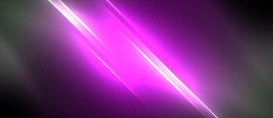 Obraz premium Neon dynamic diagonal light rays background. Techno digital geometric concept design for wallpaper, banner, presentation, background