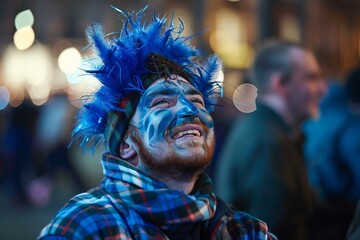 Obraz premium Person from the back wearing a feather hat at an evening event