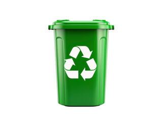 a green recycle bin with a white recycle symbol