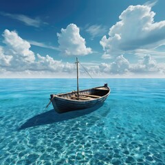 Fototapeta premium Beach landscape boat island wallpaper